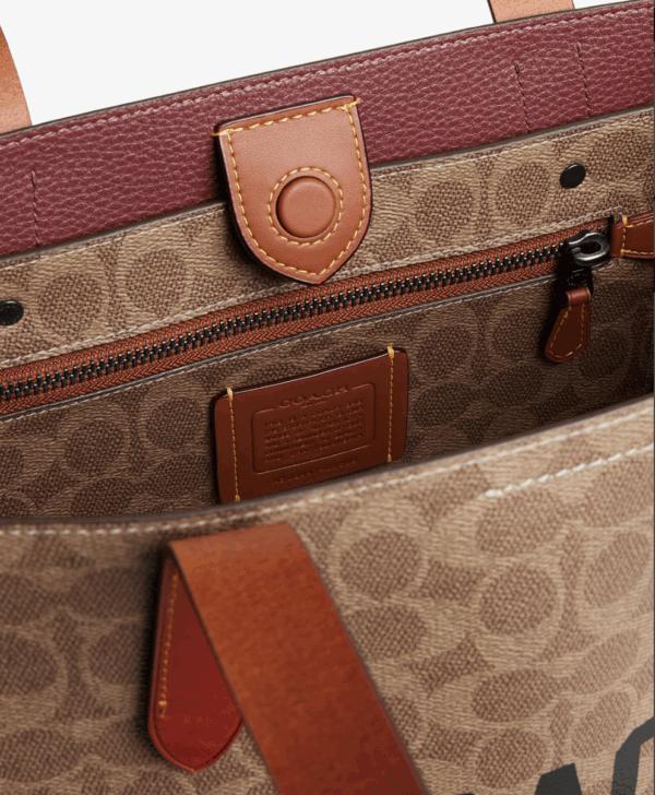 Coach Relay Tote Bag 34 In Signature Canvas With Coach Graphic (Tan Multi) Boutique Collection - Image 6