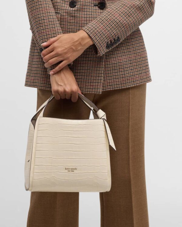 [Pre Order]-Kate Spade Knott Croc Embossed Medium Crossbody Tote (Halo White) BOUTIQUE COLLECTION - Image 3
