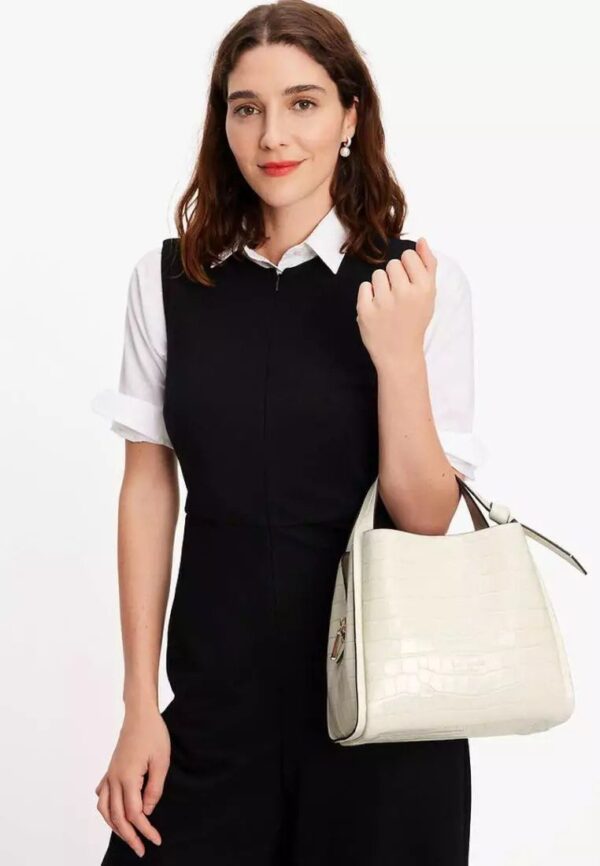[Pre Order]-Kate Spade Knott Croc Embossed Medium Crossbody Tote (Halo White) BOUTIQUE COLLECTION - Image 5