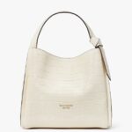 Kate Spade Knott Croc Embossed Medium Crossbody Tote (Halo White) - Boutique Collection