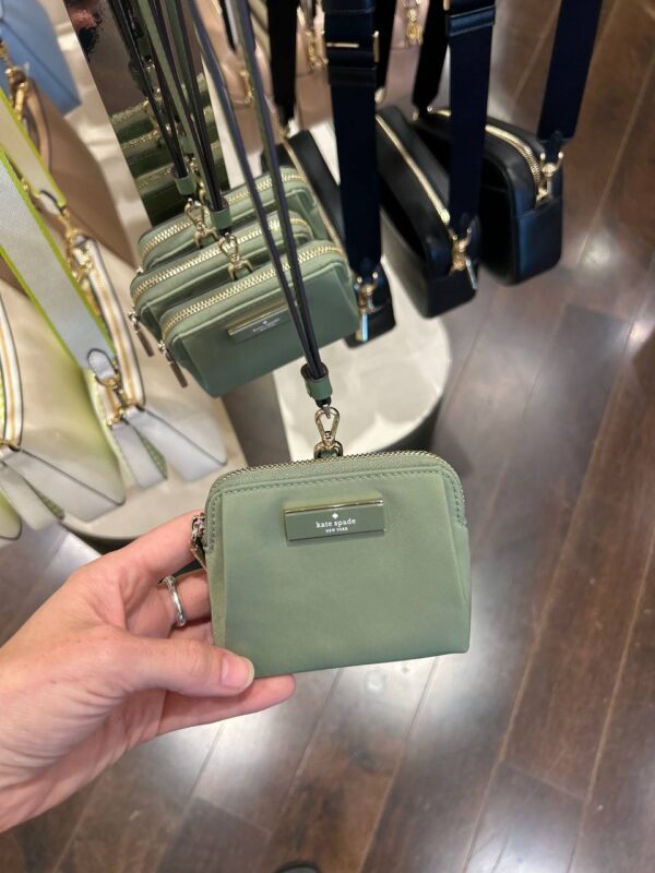 [Pre Order]-Kate Spade Carter Nylon Card Case Lanyard (Olive) - Image 2