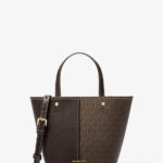 Michael Kors Flora Medium Signature Logo and Pebbled Leather Crossbody Bag (Brown) - Boutique Collection