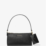Michael Kors Vincent Medium Saffiano Leather Pochette with Signature Logo Card Case (Black)