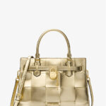 Michael Kors Hamilton Medium Metallic Satchel (Pale Gold)