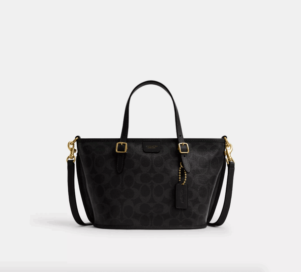 [In [In Transit] - Coach Taxi Tote Bag 21 In Signature Canvas (Black) Boutique Collection