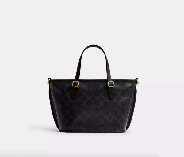 [In [In Transit] - Coach Taxi Tote Bag 21 In Signature Canvas (Black) Boutique Collection - Image 5