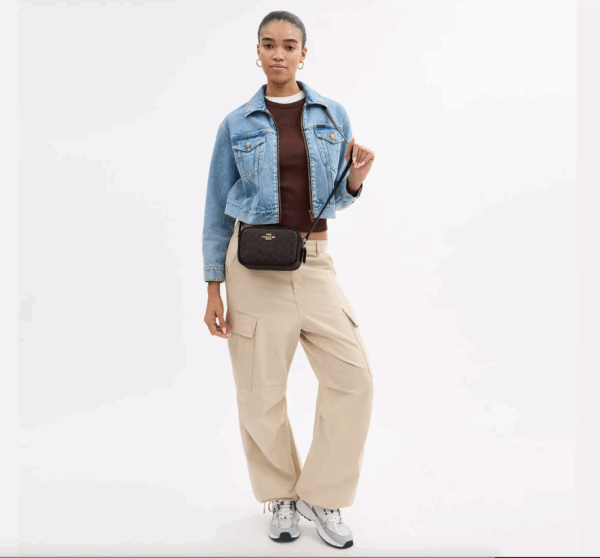 [Pre Order]-Coach Mini Jamie Camera Bag In Signature Canvas (Brown Black) - Image 6