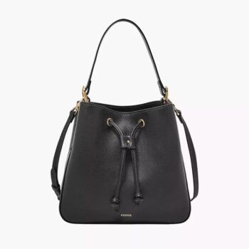 Fossil Tessa Bucket Crossbody (Black)
