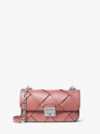 Michael Kors Tribeca Small Woven Leather Shoulder Bag (Rose) Boutique Collection