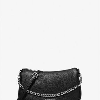 Michael Kors Carmela Medium Pebbled Leather Crossbody Bag (Black)