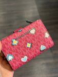 [In Transit]-Michael Kors Jet Set Medium Printed Signature Logo Wallet (Red)