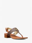 Michael Kors Hannah Signature Logo T-Strap Sandal (Brown)-Size US7