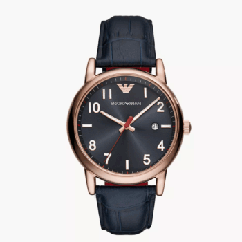 Emporio Armani Three-Hand Date Blue Leather Men Watch (AR11135)