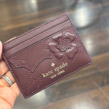 Kate Spade Madison Floral Applique Small Slim Card Holder (Dark Merlot)