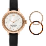 Kate Spade New York Morningside Black Leather Women Watch & Case Set (KSW1717SET)