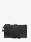 Michael Kors Jet Set Travel Large Logo Double Zip Wristlet Wallet (Black Logo)