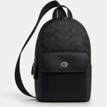 Coach Turnlock Sling Pack In Signature Canvas (Charcoal)