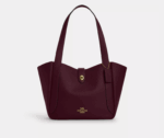 Coach Hadley Turnlock Tote Bag In Double Face Leather (Dark Wine)