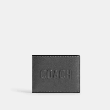 Coach Slim Billfold Wallet With Coach Graphic (Charcoal)