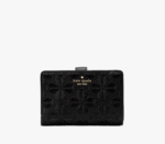 Kate Spade Spade Flower Embroidered Medium Bifold Wallet (Black)
