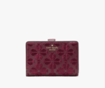 Kate Spade Spade Flower Embroidered Medium Bifold Wallet (Dark Merlot)