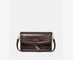 Kate Spade Knott Croc Embossed Mini Flap Crossbody (Hot Fudge)