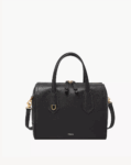 Fossil Wren Satchel in Leather/Polyurethane Trim (Black)