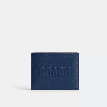 Coach Slim Billfold Wallet With Coach Graphic (Deep Blue)
