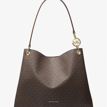 Michael Kors Christina Large Signature Logo Shoulder Bag (Brown)
