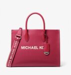 Michael Kors Mirella Medium Pebbled Leather Tote Bag (Dark Raspberry)