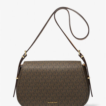 Michael Kor Lydia Medium Signature Logo Messenger Bag (Brown)