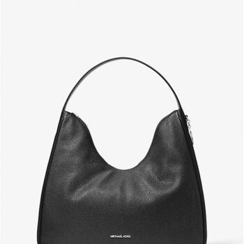 Michael Kors Nayla Medium Pebbled Leather Hobo Shoulder Bag (Black)