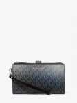 Michael Kors Jet Set Large Ombré Signature Logo Wristlet (Black Combo)