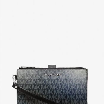 Michael Kors Jet Set Large Ombré Signature Logo Wristlet (Black Combo)
