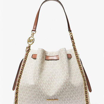 Michael Kors Mina Large Signature Logo Chain Shoulder Bag (Vanilla)