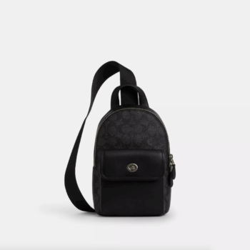 Coach Small Turnlock Sling Pack In Signature Canvas (Charcoal)