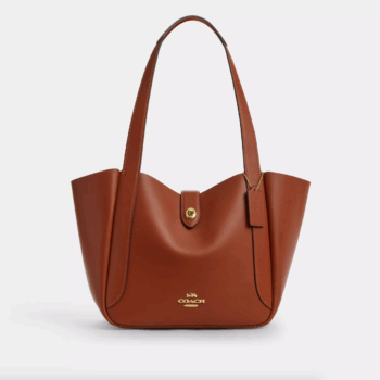 Coach Hadley Turnlock Tote In Smooth Grain Leather (Tan)