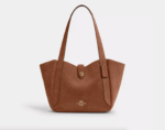 Coach Hadley Turnlock Tote Bag In Suede (Sienna)