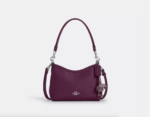 Coach Laurel Small Shoulder Bag With Flower Charm (Plum)