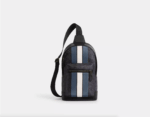 Coach West Pack In Signature Canvas With Varsity Stripe (Charcoal)