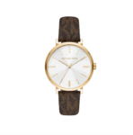 Michael Kors Addyson Three-Hand Silver Dial Brown Leather Strap Women Watch(MK2945)