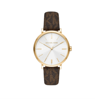 Michael Kors Addyson Three-Hand Silver Dial Brown Leather Strap Women Watch(MK2945)