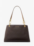 Michael Kors Trisha Large Logo Shoulder Bag (Brown)