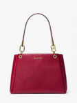 Michael Kors Trisha Large Pebbled Leather Shoulder Bag (Cherry)