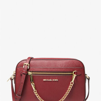Michael Kors Jet Set Large Saffiano Leather Crossbody Bag (Cherry)