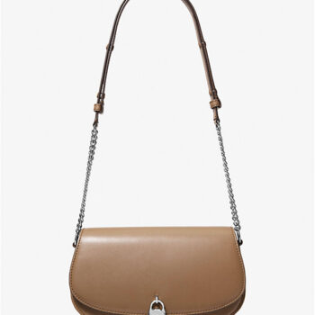 Michael Kors Mila Medium Leather Messenger Bag (Driftwood)