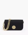 Marc Jacobs Signet Turnlock Chain Leather Shoulder Bag (Black Gold)