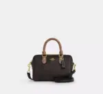 Coach Mini Rowan Crossbody Bag In Blocked Signature Canvas (Walnut Tan)