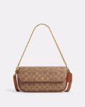 Coach Brook Flap Chain Bag In Signature Canvas (Tan Caramel)