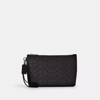 Coach Pouch In Signature Canvas (Charcoal)